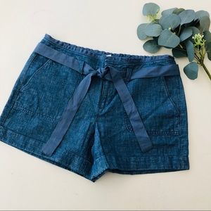 Ann Taylor LOFT Chambray Tie Waist Shorts
